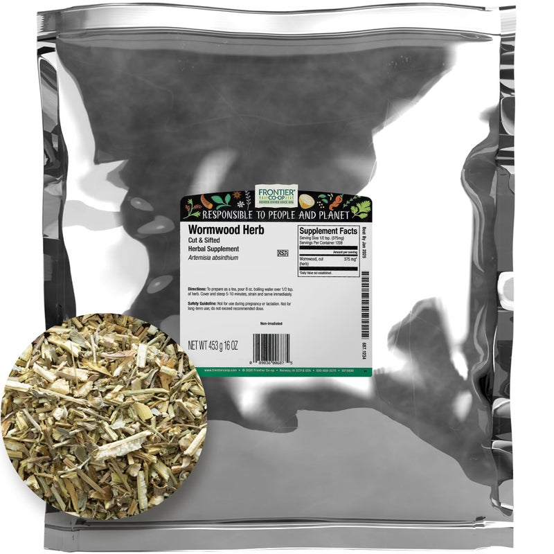 Frontier Co-op Wormwood Herb, 1lb Bulk Bag, Cut and Sifted - Artemisia Absinthium | Wormwood Tea and Herbal Uses, Kosher - Image 1