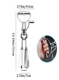 KASTWAVE Egg Beaters Hand Cranking, Handheld Roller Egg Whisk, 12 Inch Manual Hand Mixer, Rotary Egg Mixer with Double Heads, Labor-saving Stainless Steel Hand Beater for Home Kitchen  - Image 5