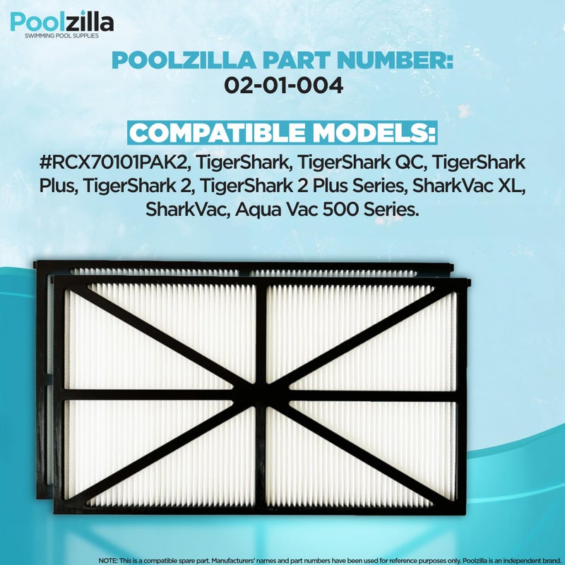 Poolzilla Robotic Pool Cleaner Filter Panels â€“ Compatible with RCX70101PAK2, AquaVac, TigerShark, SharkVac â€“ Robotic Pool Cleaner Cartridge Replacement Set - Image 2