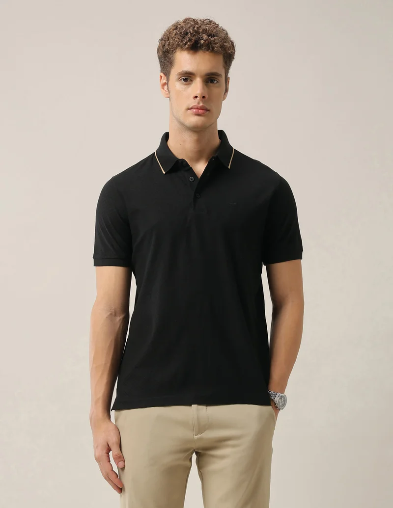 Arrow Textured Pure Cotton Polo Shirt
