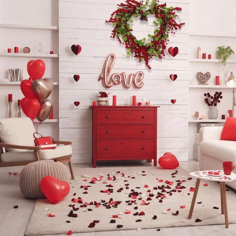 Pudate Valentines Day Wreath Heart Wreath with Red Berries Lush Green Ivy, Romantic Front Door Decoration for Spring Mother's Day, Perfect for Weddings & Indoor/Outdoor Farmhouse Décor - Image 3