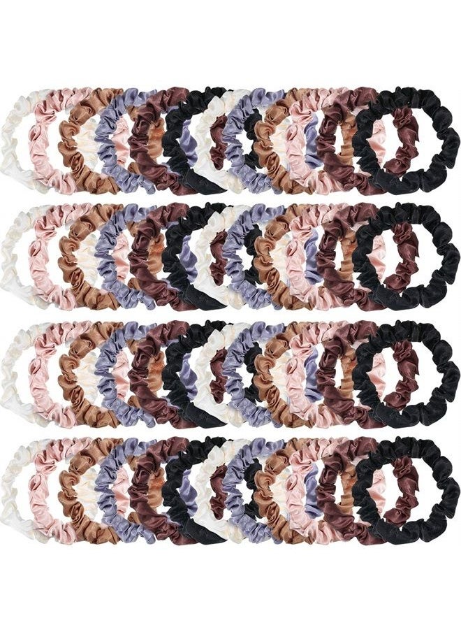 WILLBOND 48 Pieces Satin Hair Scrunchies Elastic Silk Hair Bands Ponytail Holders Multicolor Hair Tie Scrunchy for Women Girl Hair Accessories  - Image 1