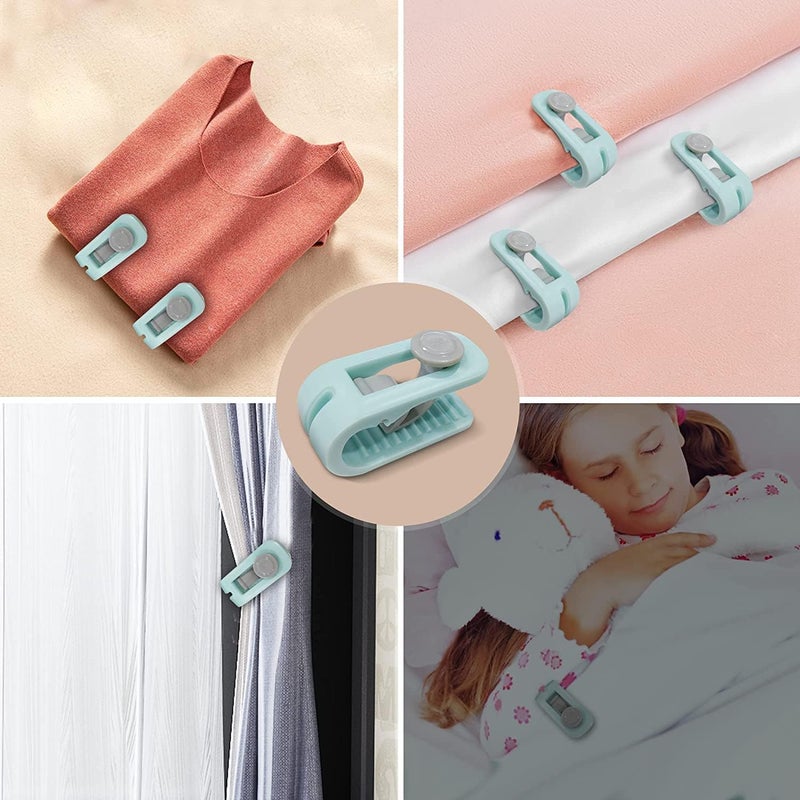 SURKHAMART Plastic Blanket Cover Clips, Corner Bedsheet Holding Clips, Quilt Fixer Clip for Bedding Cover, Blanket, Curtains (10, Multi Color) - Image 4
