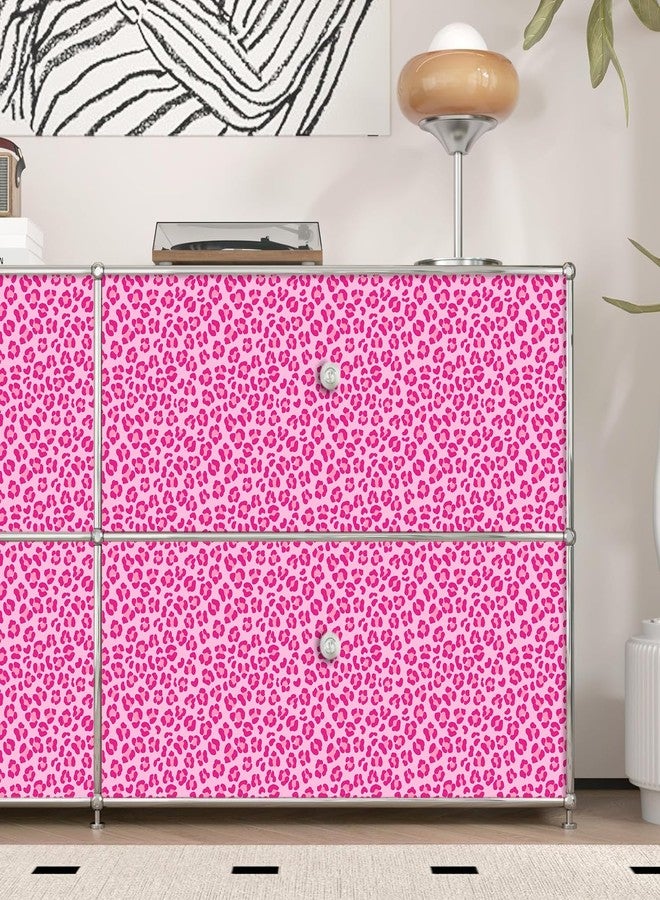 kokolap Pink Wallpaper Peel and Stick Modern Self-Adhesive Removable Contact Paper Pink Girls Room Wallpaper Art Murals Leopard Print Art Decor Vinyl Film for Women Bedroom Bathroom Kids Room Cabinet Sticker - Image 5