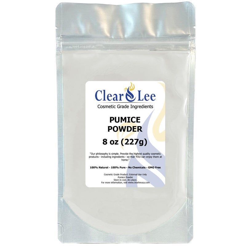 ClearLee Cosmetic Grade Pumice  100 Pure Natural GrainPowder  Great For Skin Exfoliation in DIY Soaps Masks Scrubs for Face Body Foot 8oz Powder