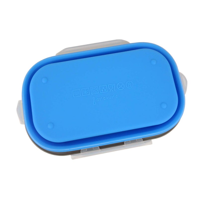 CARTINTS 800ml Collapsible Bento Lunch Box  Silicone Food Storage Container  with Leakproof Lids and Spoon  Microwave Freezer Safe  Blue - Image 5
