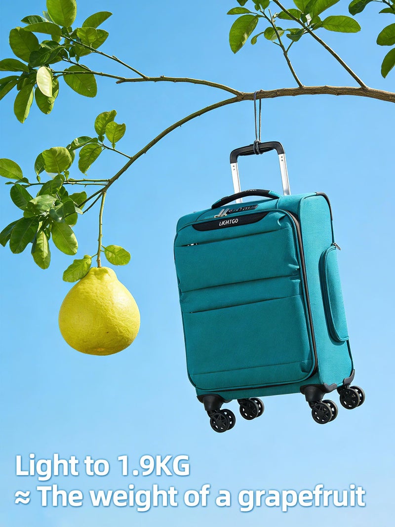LIGHTGO 20 Inch Carry On Luggage, Softside Suitcase with Spinner Wheels, Lightweight Travel Carry On Bag for Airline Approved, TSA Lock, Water Resistant Underseat Luggage for Women Men, Turquoise - Image 4