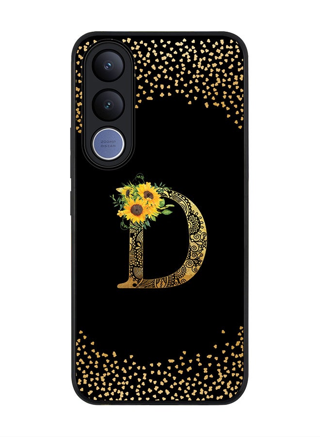 Stylizedd For vivo V70 FE Case,Slim fit Camera Protection, Shockproof Thin Phone cover  - Custom Floral Monogram - D ( Black ) - Image 1