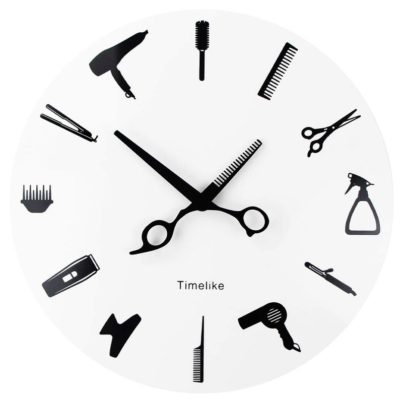 Timelike Barber Equiment Tools Wall Clock Modern Design Barber Shop Business Sign Wall Watch Beauty Hair Salon Clock Hairdresser Gift - Image 1