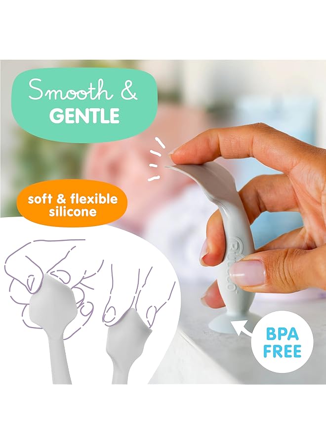 بيبي بام برَش عبوة من قطعتين من ملعقة كريم الحفاضات من بومكو، مقاس كامل + صغير، مع حقيبة سفر، أداة وضع كريم الحفاضات للأطفال، مستلزمات الأطفال، مناسبة لأكوافور ديسيتين جراي - Image 5