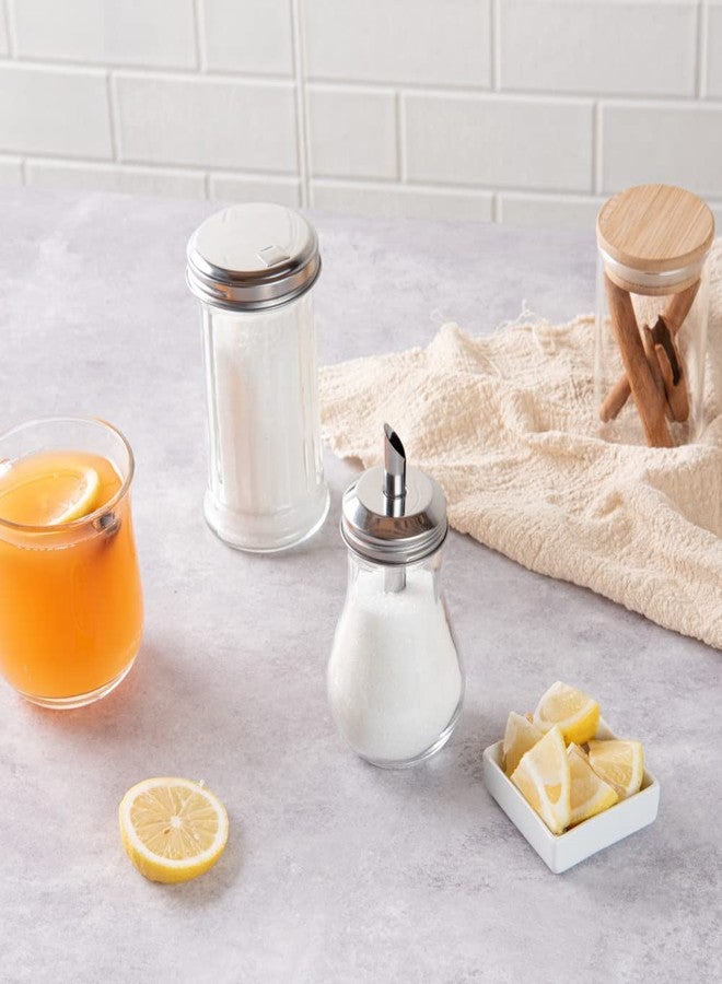 Restaurantware RW Base 6 Ounce Glass Dispenser With Lid 1 Clear Finish Sugar Pourer Dispenser - FDA-Approved Dishwashable Clear Glass Sauce Pourer Refillable Pouring Spout - Image 4