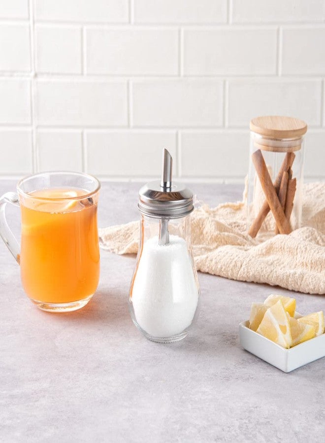 Restaurantware RW Base 6 Ounce Glass Dispenser With Lid 1 Clear Finish Sugar Pourer Dispenser - FDA-Approved Dishwashable Clear Glass Sauce Pourer Refillable Pouring Spout - Image 3