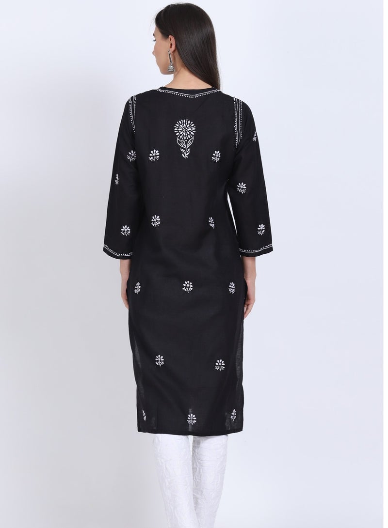 Alaya Hand Embroidered Chikankari Cotton Kurta-ALNTV115 - Image 2