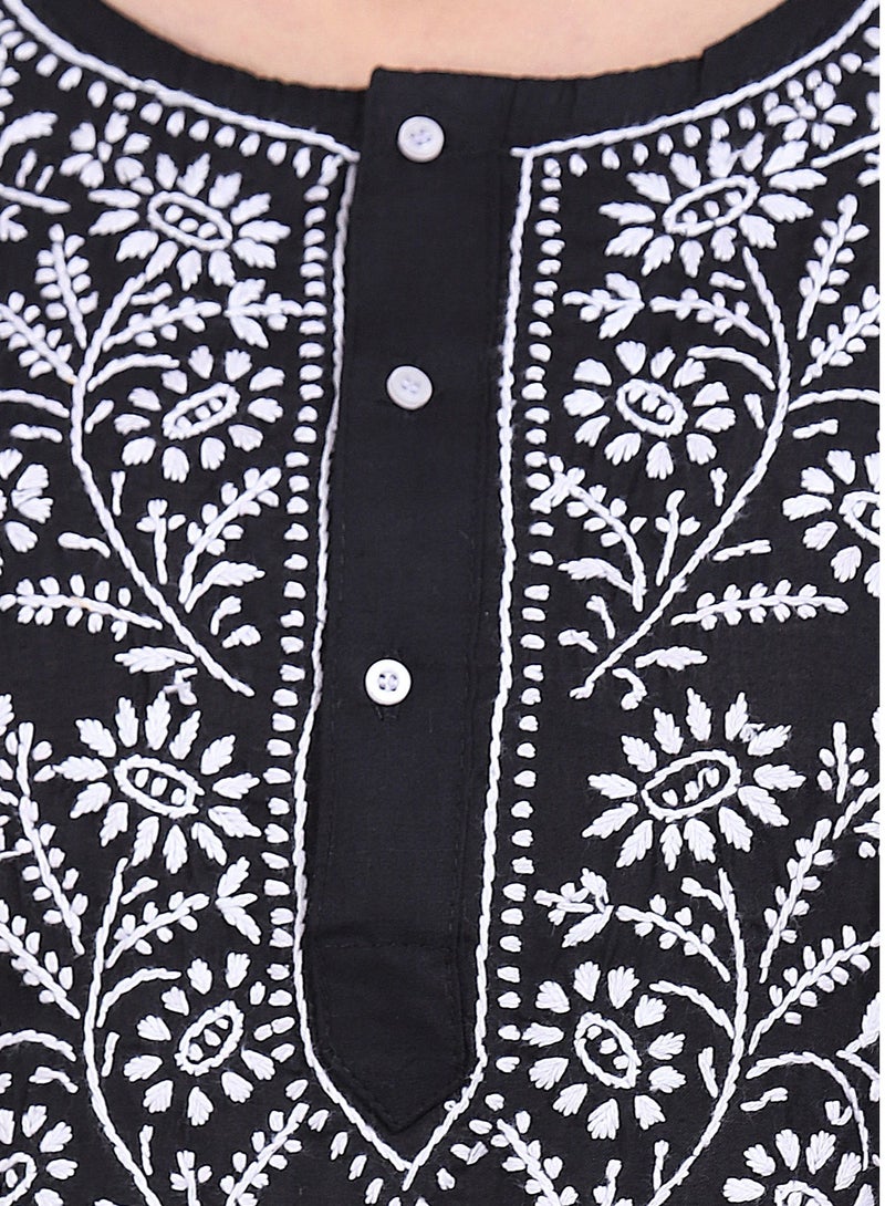 Alaya Hand Embroidered Chikankari Cotton Kurta-ALNTV115 - Image 5