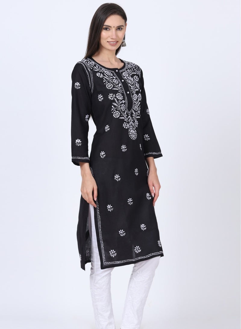 Alaya Hand Embroidered Chikankari Cotton Kurta-ALNTV115 - Image 4