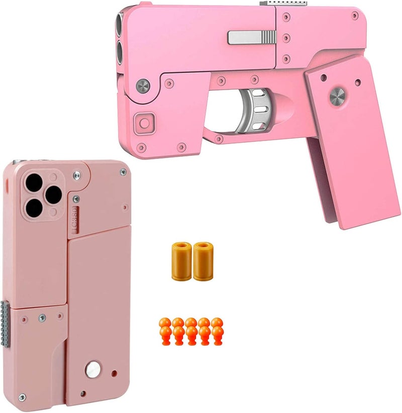 comfrt Cellphone Transforming Shooting Toy, 2-Consecutive Firing Funny Deformation Shooting Transforming Folding Toys One Key Shell Throwing Design 40 Inch Long Range Shooting - Image 1