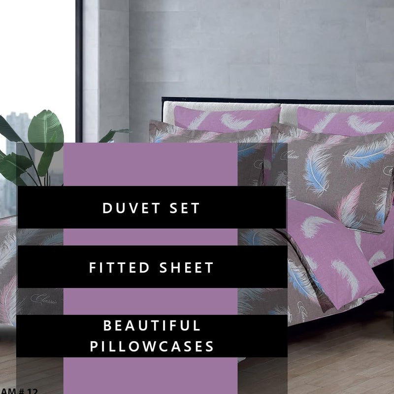 Amali  6 Pieces Bedsheet Set Queen Size (160 x 200+35cm) Including 1 Duvet Cover 1 Fitted Sheet 2 Oxford & 2 Standard Pillowcases Durable & LongLasting Quality - Image 3