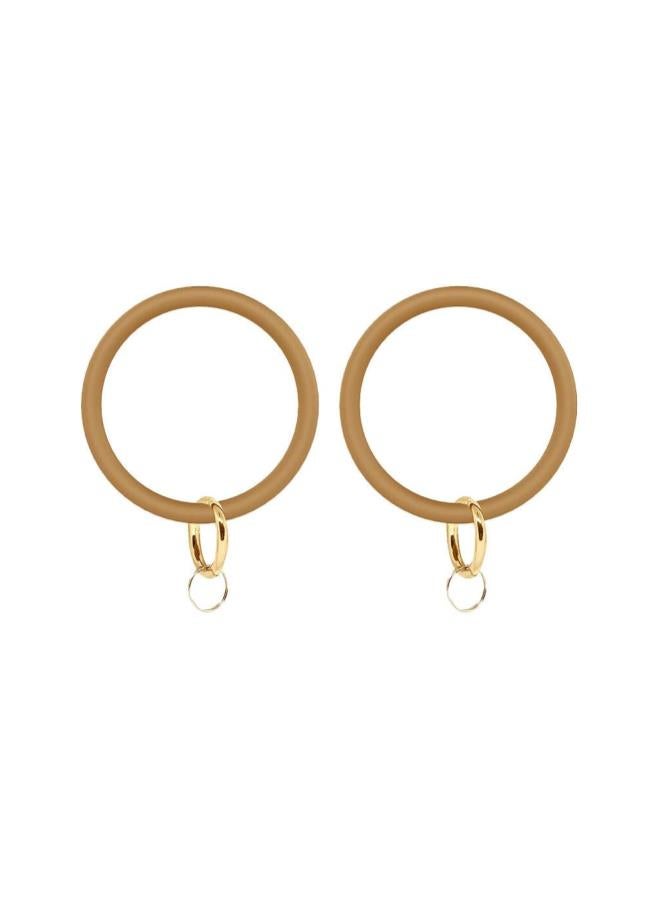 klarako 2pcs Silicone Key Ring Wrist Keychain Circle Bracelets Wristlet Key Ring Black - Image 1