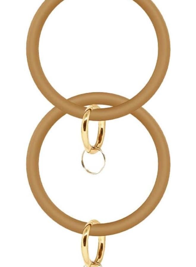 klarako 2pcs Silicone Key Ring Wrist Keychain Circle Bracelets Wristlet Key Ring Black - Image 5