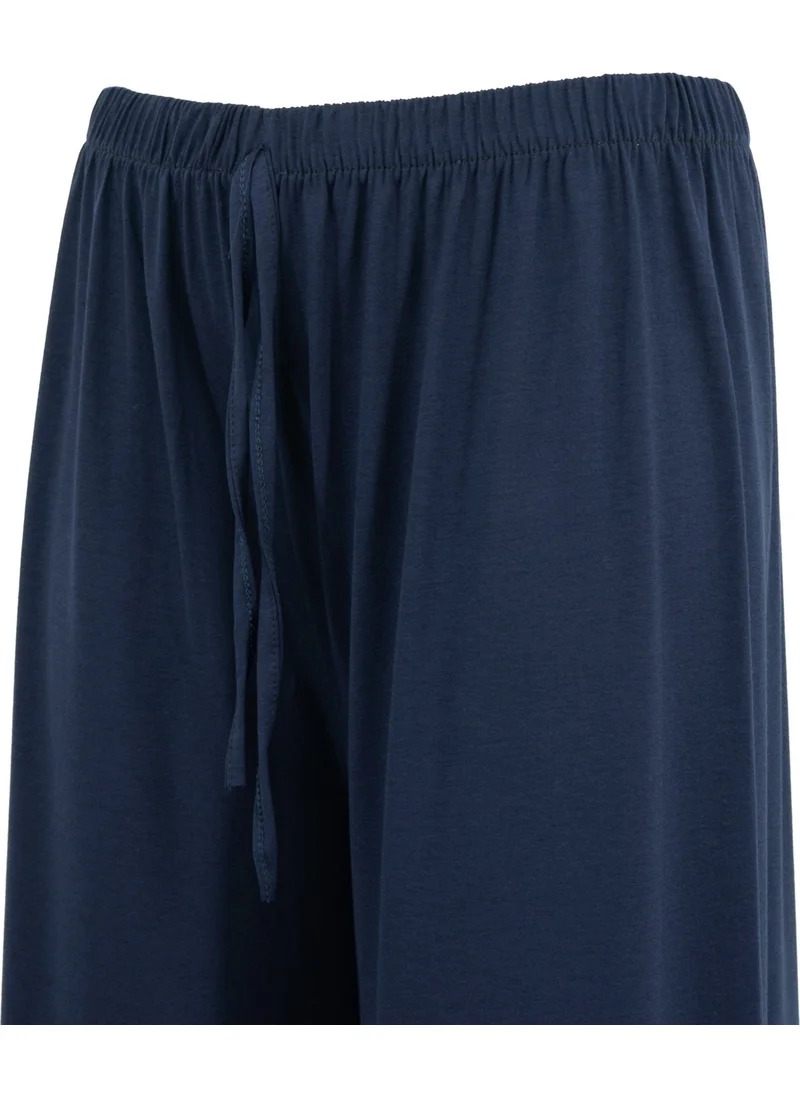 Oppland Women's Elastic Waist Plus Size Comfortable Full Pattern Lycra Round Viscose Combed Fabric Trousers