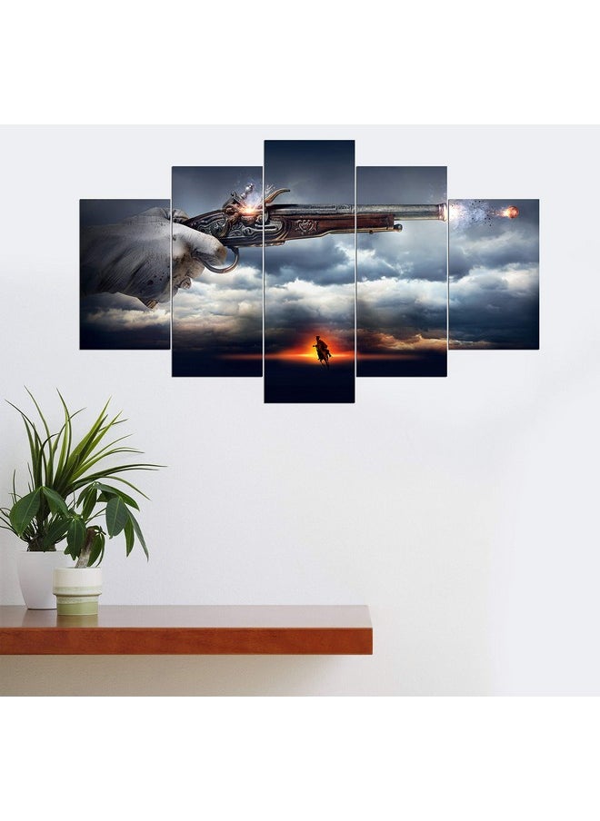 KARTIK KARTIK™ Digital Fighter Print 5 Panel Wall Decor Wall Art Wooden Painting Wallpapers for Home, Office & Gift (30 x 17.5 Inches)  - Image 2