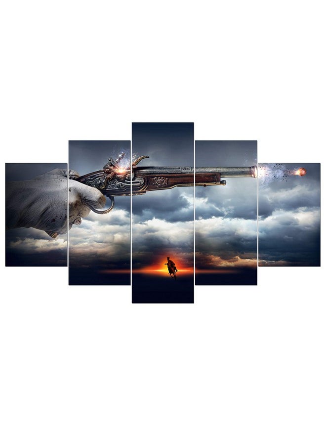 KARTIK KARTIK™ Digital Fighter Print 5 Panel Wall Decor Wall Art Wooden Painting Wallpapers for Home, Office & Gift (30 x 17.5 Inches)  - Image 1