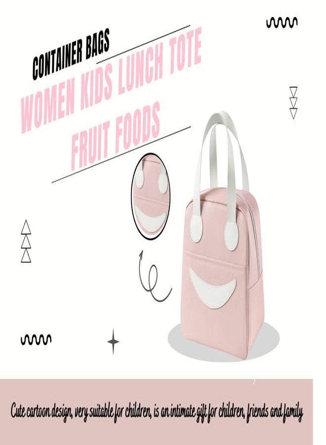 KARDIFF Lunch Bag, Cold Insulation, Thermal, Bento Case, Bento Box, Large Capacity, Aluminum Material, Lightweight, Smile Design (Pink) - Image 4