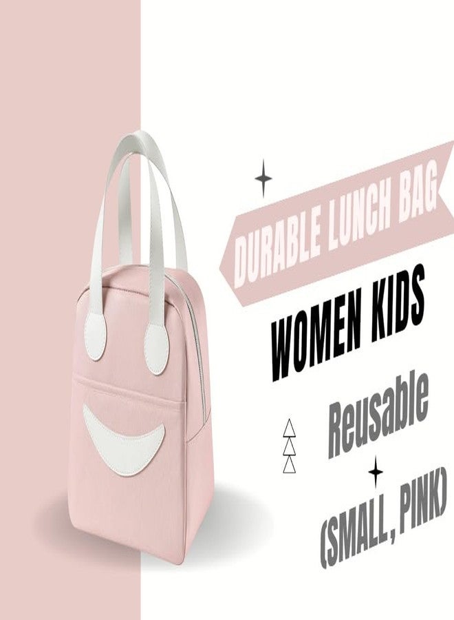KARDIFF Lunch Bag, Cold Insulation, Thermal, Bento Case, Bento Box, Large Capacity, Aluminum Material, Lightweight, Smile Design (Pink) - Image 3