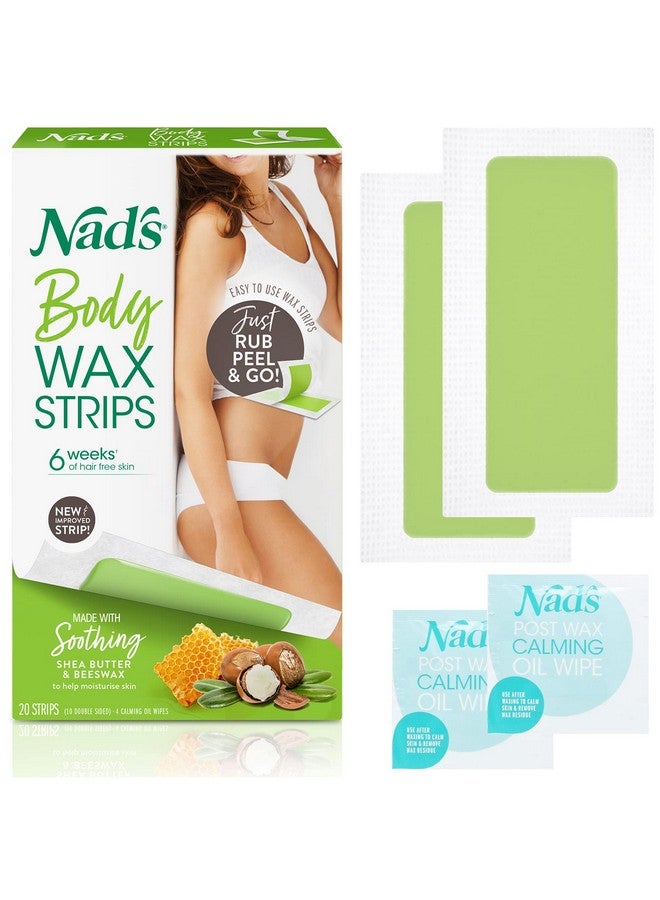 Nad's Ad'S Body Wax Strips Hair Removal For Women All Skin Types 20 Waxing Strips + 4 Calming Oil Wipes - Image 1