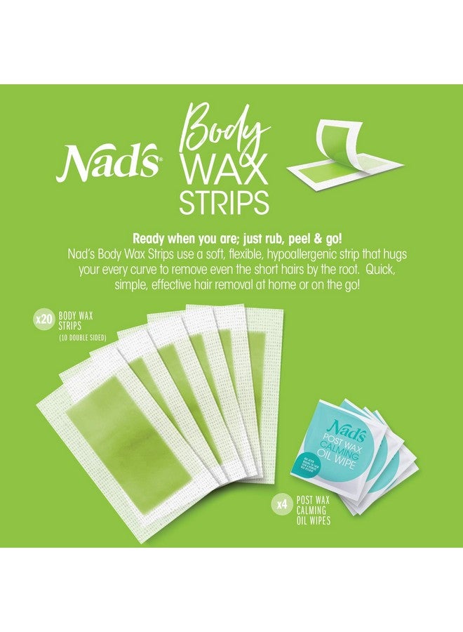 Nad's Ad'S Body Wax Strips Hair Removal For Women All Skin Types 20 Waxing Strips + 4 Calming Oil Wipes - Image 3
