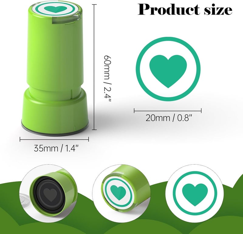 WAHXIAOSW Self-Inking Star Stamp for Teachers, Hand Stamps for Events and Classroom, Teacher Stamps for School, Greeting Cards, and Scrapbooks (0.79inch, Green Heart) - Image 2