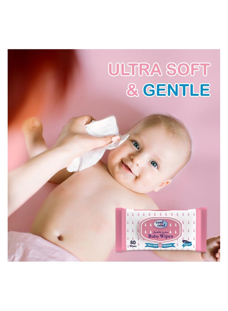 Cool & Cool Cool & Cool Baby Wipes 80s Twin Pack  Paraben FreeVitamin E Aloe Vera Ultra Soft and Gentle for Sensitive and Delicate Skin - Image 2