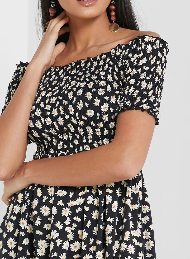 ELLA Printed Off Shoulder Dress