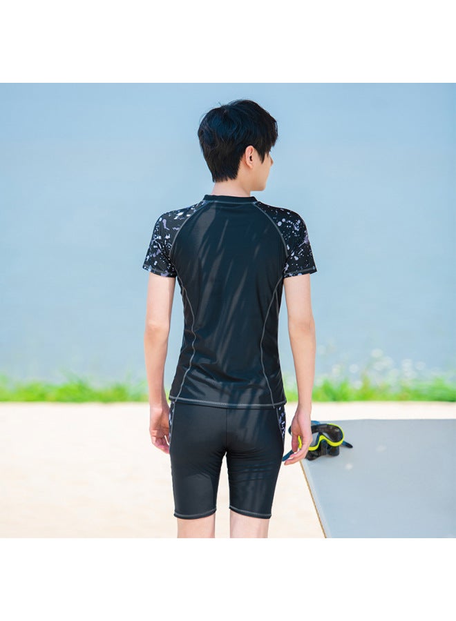 Loquat Swimwear Men's Hot Spring Large Size Suit Teenagers Anti-embarrassment Boys Sunscreen Swimming Trunks Jacket On Behalf Of Wholesale-Color:8209 Navy Blue- - Image 5