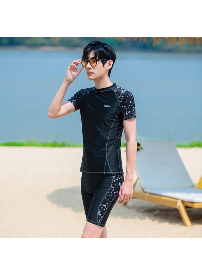 Loquat Swimwear Men's Hot Spring Large Size Suit Teenagers Anti-embarrassment Boys Sunscreen Swimming Trunks Jacket On Behalf Of Wholesale-Color:8209 Navy Blue- - Image 4