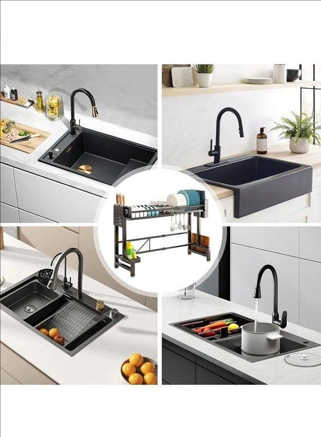 BLOOMING TIME Retractable Kitchen Sink Vegetable Rack, Carbon Steel + Paint Material, Strong Load-Bearing Capacity, Durable, Ventilation And Drainage, Space-Saving, Removable And Easy To Clean, Tableware Drain Rack  - Image 5