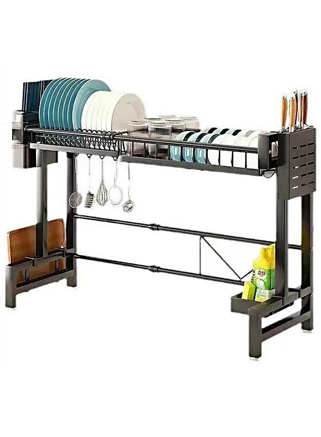 بلومنغ تايم قابل للسحب بالوعة المطبخ طبق الرف ، الكربون الصلب + مواد الطلاء ، قدرة تحمل قوية ، دائم ، التهوية والصرف الصحي ، وتوفير مساحة ، قابلة للإزالة وسهلة التنظيف ، أدوات المائدة استنزاف الرف - Image 3