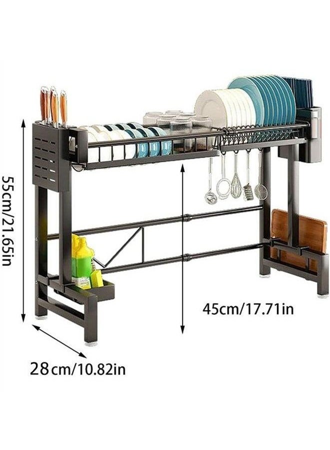 بلومنغ تايم قابل للسحب بالوعة المطبخ طبق الرف ، الكربون الصلب + مواد الطلاء ، قدرة تحمل قوية ، دائم ، التهوية والصرف الصحي ، وتوفير مساحة ، قابلة للإزالة وسهلة التنظيف ، أدوات المائدة استنزاف الرف - Image 4