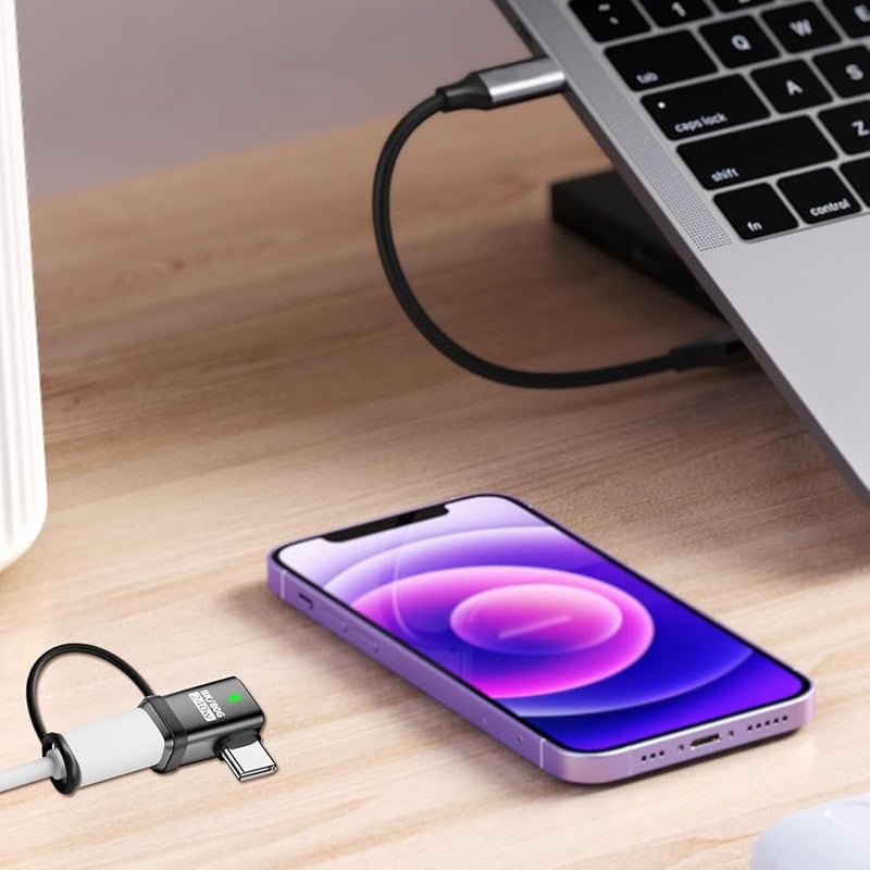 Right Angle USB C Adapter with Anti Lost Lanyard Portable Cell Phone Connector for Laptop Tablet - Image 4