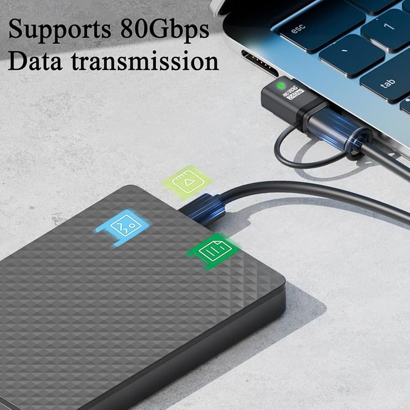 Right Angle USB C Adapter with Anti Lost Lanyard Portable Cell Phone Connector for Laptop Tablet - Image 3