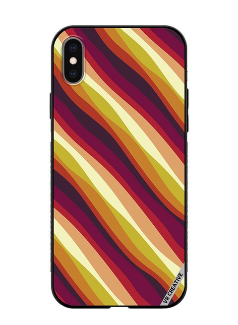 Protective Case Cover For Apple iPhone XS Max Colorful With Curved Lines Pattern2 Design Multicolour