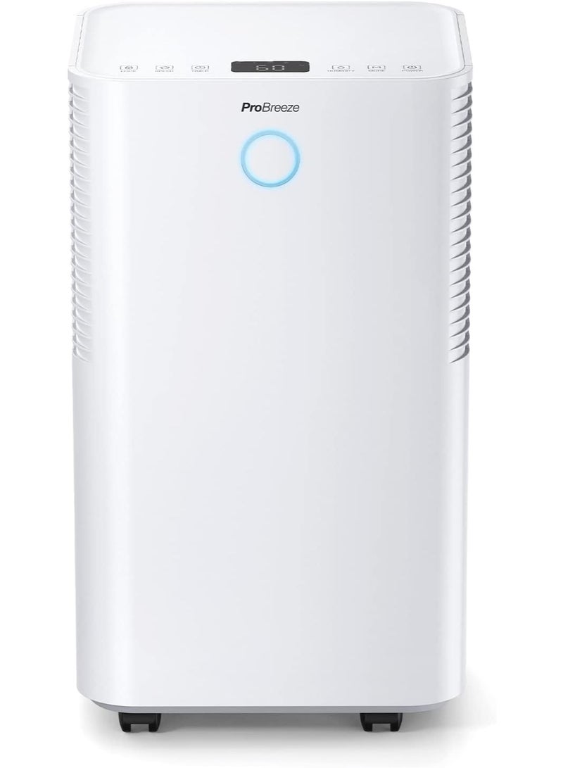 Pro Breeze 12L/Day Dehumidifier with Automatic Humidity Sensor & Display, 24 Hour Timer, Laundry Drying, Continuous Drainage and Sleep Mode for Damp, Mould and Condensation-Model (PB-18-AE) - Image 1
