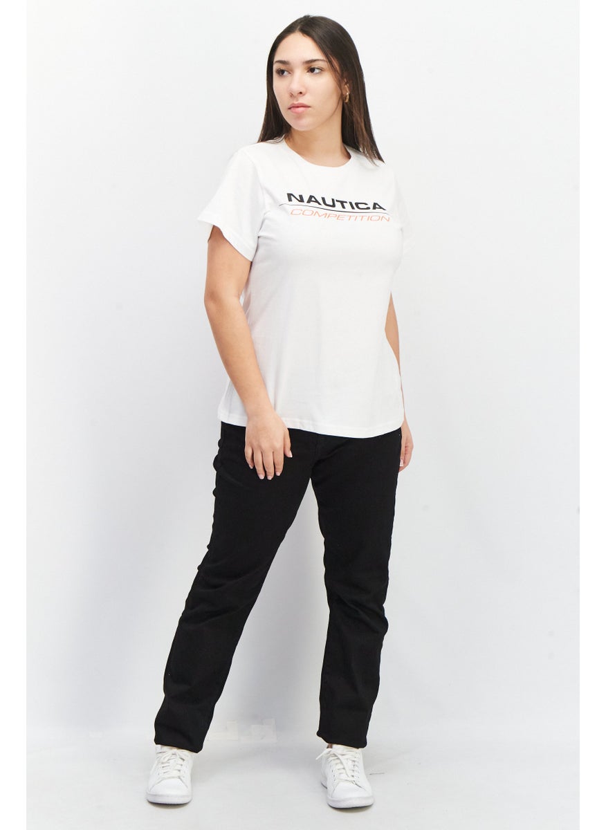 Nautica Competition Women Crew Neck Short Sleeve Brand Logo T-Shirts, White  - Image 2