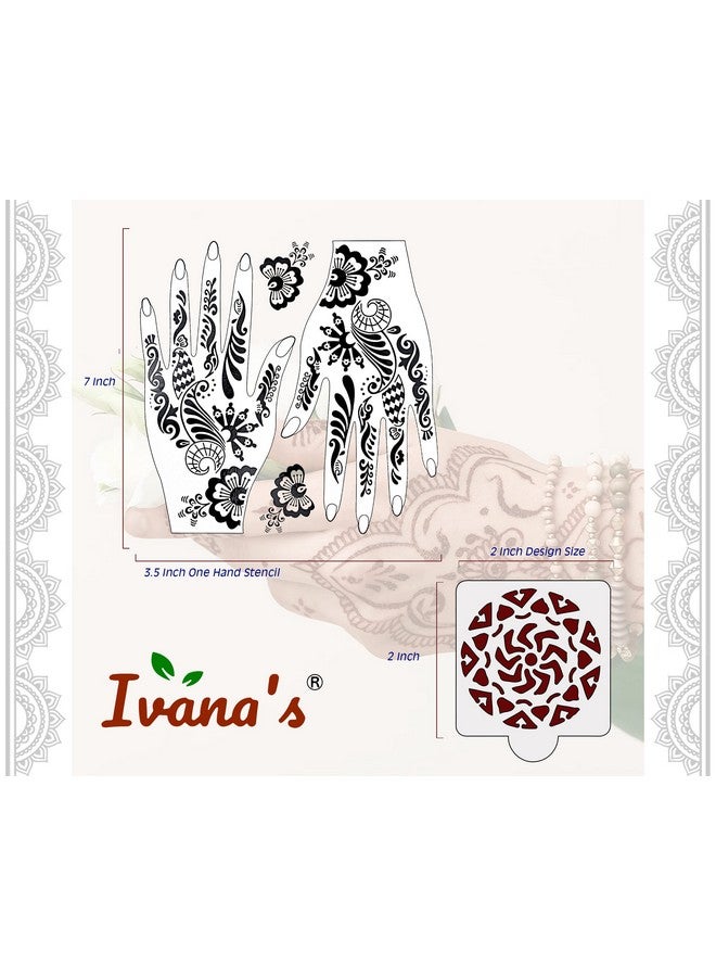 ivana's Set Of 20 Pcs Combo Pack, Reusable Mehandi Design Sticker Stencils For Both Hand | Stencil For Mehandi Design | Quick And Easy To Use, For Girls, Women, Kids & Teen, D-2172 - Image 4