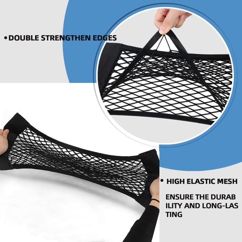 MOJIOO Universal Mesh Cargo Net for Car Trunk Storage,Elastic Small Automotive Cargo Net Pocket Wall Sticker Organizer Pouch Bag Storage for SUV,2 Pack with Tape Stickers - Image 4