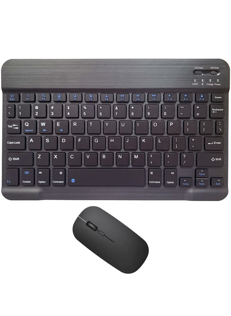 Rechargeable Bluetooth Keyboard and Mouse Combo Ultra-Slim Portable Compact Wireless Mouse Keyboard Set for Android Windows Tablet Cell Phone iPhone iPad Pro Air Mini, iPad OS/iOS 13 and above (Black)  - Image 1