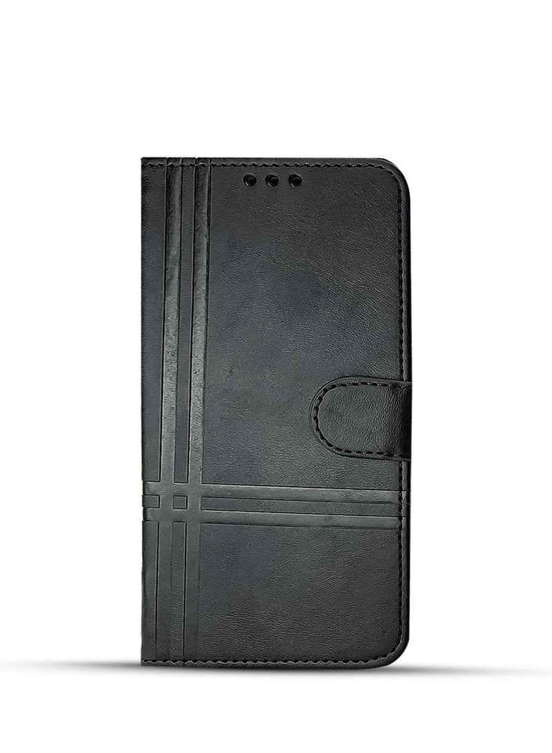 For Samsung Galaxy S22 Ultra Two-line design Flip Leather Wallet Card Slot Case with Kickstand,Strap Magnetic Closure,Included Internal Tpu Silicone Case,Compatible with Samsung Galaxy S22 Ultra (6.8'') (Black)  - Image 1