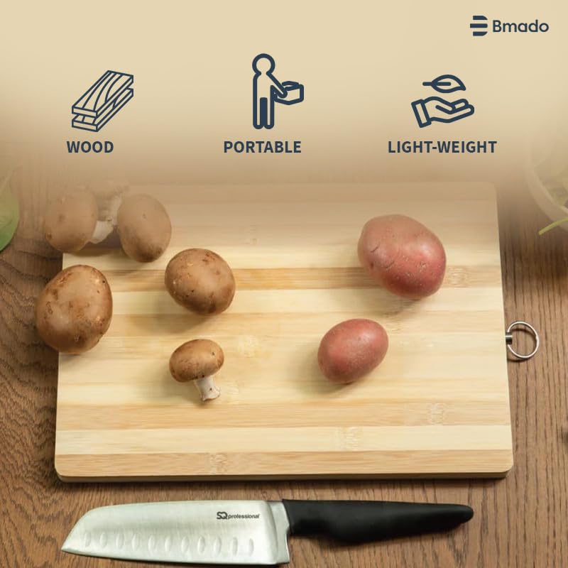 Bmado Natural Wooden Chopping Cutting Board for Kitchen Vegetables, Meat,Fruits & Cheese (Length-30 cm x Width-20cm) - Image 4