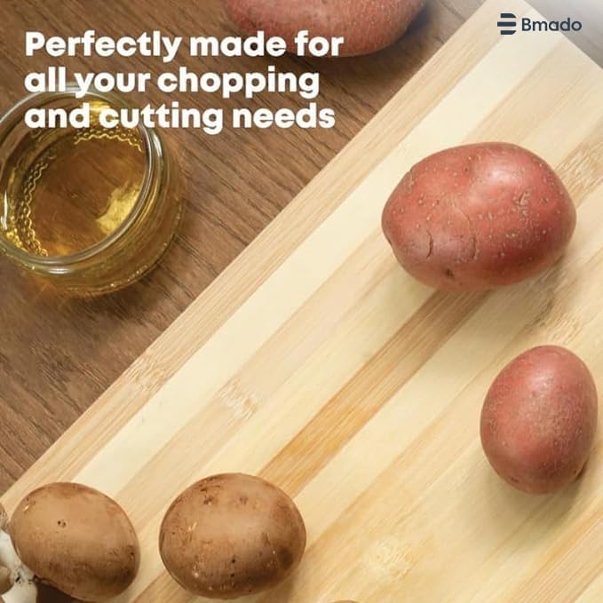 Bmado Natural Wooden Chopping Cutting Board for Kitchen Vegetables, Meat,Fruits & Cheese (Length-30 cm x Width-20cm) - Image 3