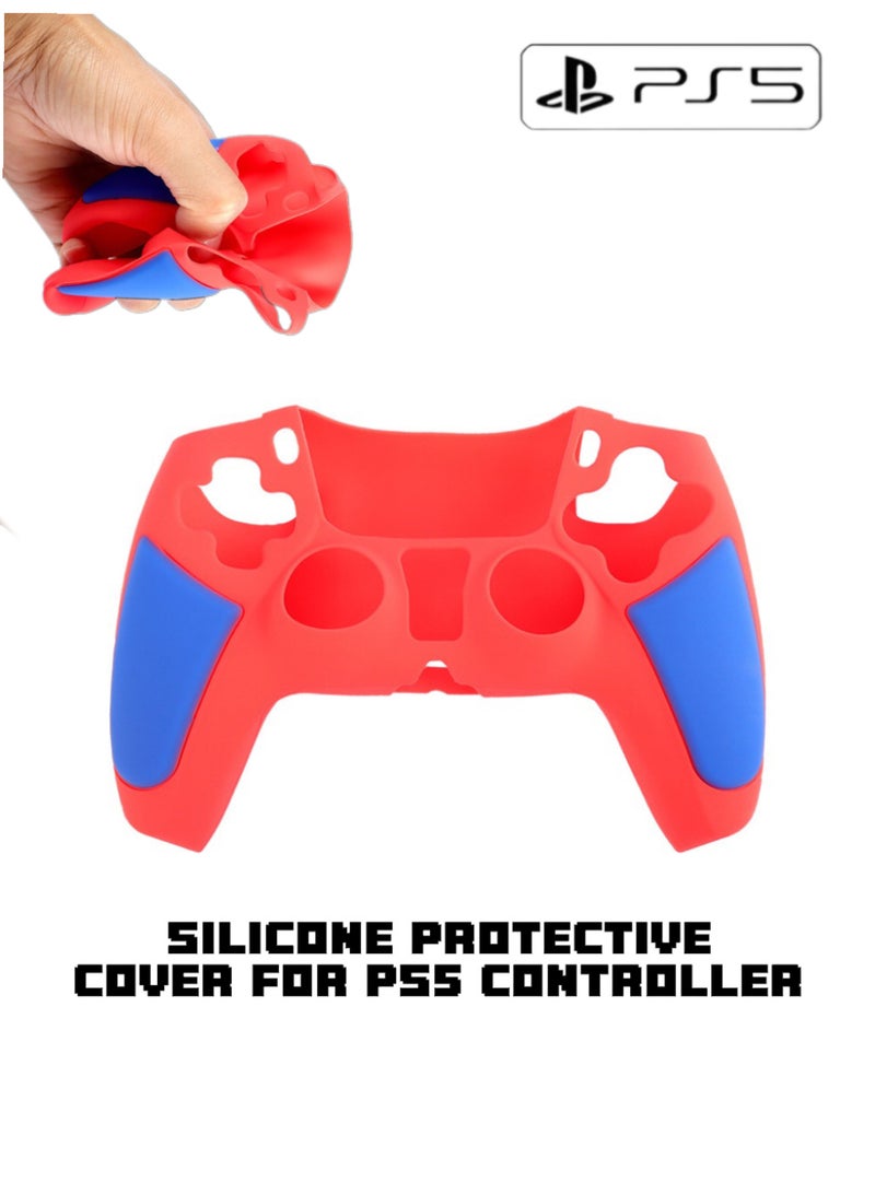 TNGames PS5 Controller Silicone Case, Red-Blue Contrast Color, High Elasticity & Anti-Slip Cover, Compatible with PlayStation 5 Wireless Controller - Image 1
